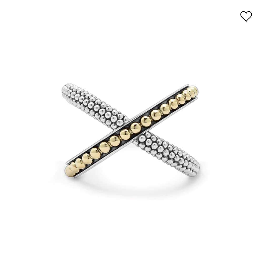 Lagos Two-Tone X Beaded Ring in Size 7